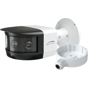 Speco O8FBMS1 Flexible Intensifier 8MP Panoramic Multi-Sensor IP Camera with Junction Box, 4 x 3.3mm Fixed Lenses, White