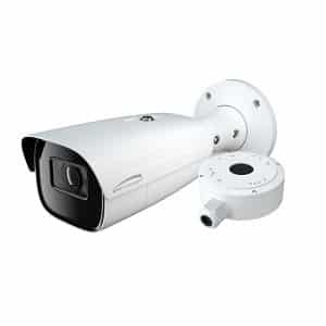 Speco O8B9M 8MP IR Bullet IP Camera with Advanced Analytics and Junction Box, 2.8-12mm Motorized Lens, White
