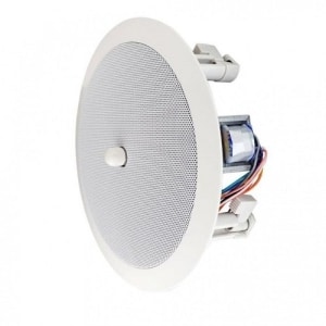 Speco SPG66TC 6" 70/25V Modern Grille In-Ceiling Speaker with Volume Control Knob, Off-White