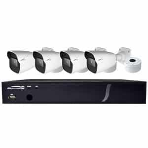 Speco ZIPT84B2 2MP HD-TVI Video Surveillance Kit, (4) VLB5 IR Bullet Cameras, White, (1) D8VX 8-Channel DVR, 2TB HDD, Black