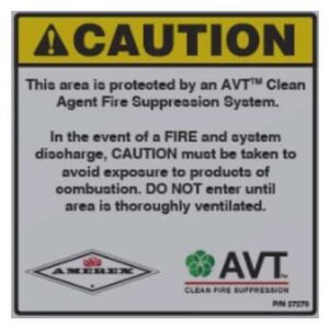 Amerex 27270-P006 AVT Agent Cylinder Caution Label