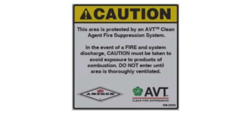 Amerex 27270-P006 AVT Agent Cylinder Caution Label