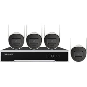 Hikvision EKI-K41B44W Wi-Fi 5-Piece Kit, (1) DS-7104NI-K1/W/M 4-Channel Wi-Fi NVR, (4) DS-2CV1041G1-IDW 4MP Cameras, 2.8mm Lens