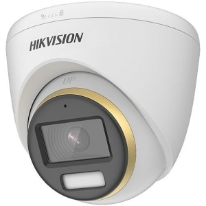 Hikvision DS-2CE72DF3T-FS TurboHD ColorVu 2MP Audio Turret Analog Camera, 3.6mm Fixed Lens, White (Replaces DS-2CE72DFT-F 3.6MM)