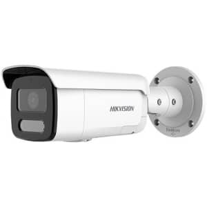 Hikvision DS-2CD2T47G2-LSU/SL ColorVu 4MP Strobe Light and Audible Warning Bullet IP Camera, 4mm Fixed Lens, White