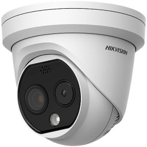 Hikvision DS-2TD1228-2/QA HeatPro Series Thermal and Optical Bi-Spectrum Turret IP Camera, 2.1mm Lens, White
