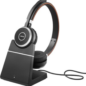 Jabra Evolve 65 SE Link380a UC Stereo Stand- Bluetooth Headset with Noise-Cancelling Microphone, Long-Lasting Battery and Dual Connectivity - Works with All Other Platforms - Black