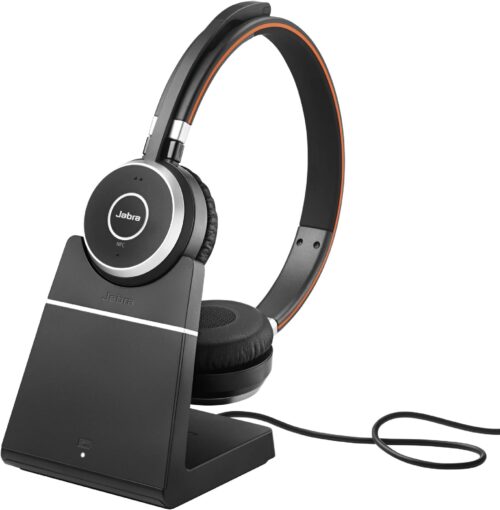 Jabra Evolve 65 SE Link380a UC Stereo Stand- Bluetooth Headset with Noise-Cancelling Microphone, Long-Lasting Battery and Dual Connectivity - Works with All Other Platforms - Black