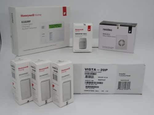 Honeywell Vista 20P Wireless Kit with a 6160RF Keypad, One 5800PIR-Res Motion Sensor, Three 5816WMWH Door/Window Contacts, and a WAVE2 Siren