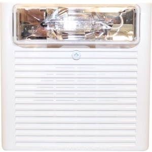 Eaton ASWP-24MCWH-FW ASWP Weatherproof horn Strobe, Xenon, Wall, FIRE Lettering, Clear Lens, 135/185 cd, 24V, Outdoor, White