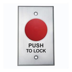 Camden CM-4050R-8 Push/Pull, N/O & N/C, Maintained, Red Button with ‘PUSH TO LOCK’, Black Text