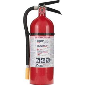 Kidde 466112 Pro 5 MP Fire Extinguisher with Wall Hook, Rechargeable, 5.5 lb, Red