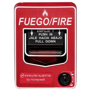 Fire-Lite BG-12LXSP Dual-Action Addressable Pull Station with Key Locking Feature, Spanish Marking "Fuego"