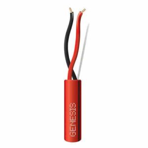 Genesis 4513104K 14/2 Solid Plenum Fire Alarm Cable, Unshielded, FPLP, CL3P, FT6, 1000' (304.8m), Reel, Red with Black Stripe